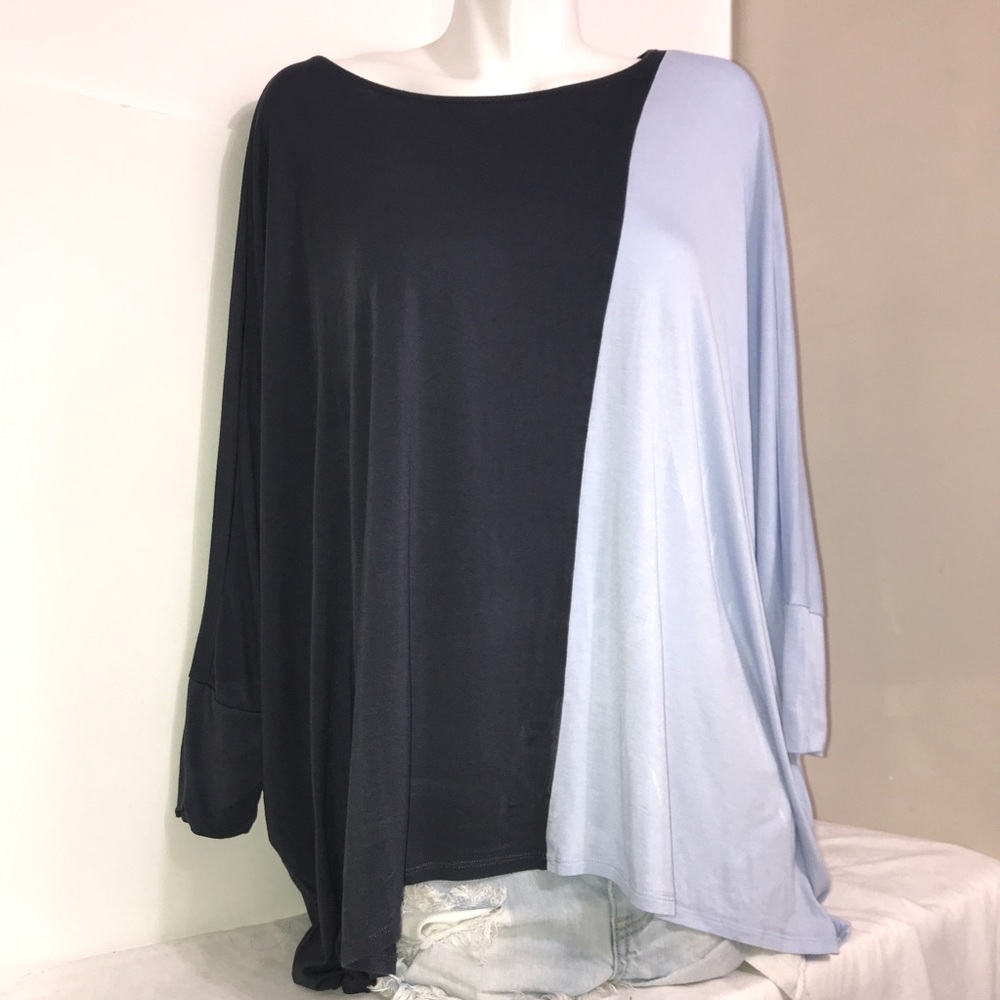 Wynne Layers Colourblock Blues Dolman Sleeve Top